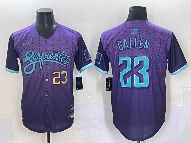 Men 2025 Arizona Diamondback #23 Gallen Purple Joint Name Nike MLB Jersey style 3